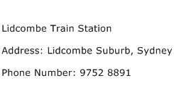 Lidcombe Train Station Address Contact Number