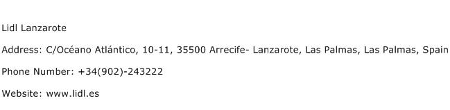 Lidl Lanzarote Address Contact Number