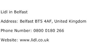 Lidl in Belfast Address Contact Number