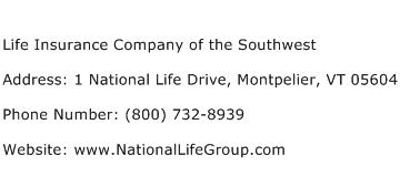 Life Insurance Company of the Southwest Address Contact Number