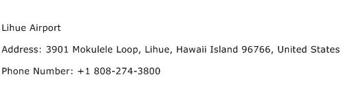 Lihue Airport Address Contact Number