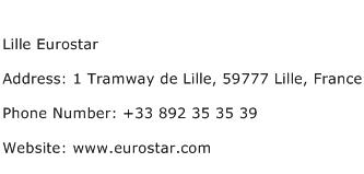 Lille Eurostar Address Contact Number