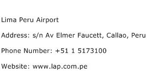 Lima Peru Airport Address Contact Number
