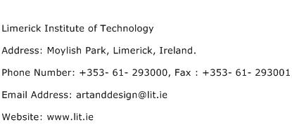 Limerick Institute of Technology Address Contact Number