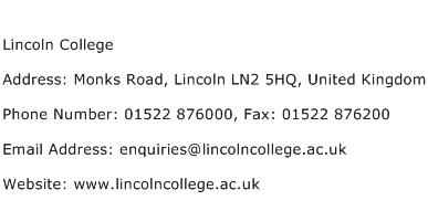 Lincoln College Address Contact Number