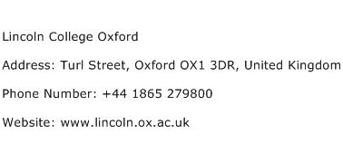 Lincoln College Oxford Address Contact Number