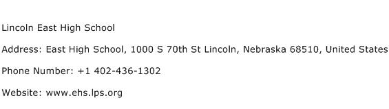 Lincoln East High School Address Contact Number