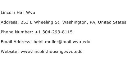 Lincoln Hall Wvu Address Contact Number
