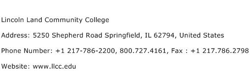 Lincoln Land Community College Address Contact Number
