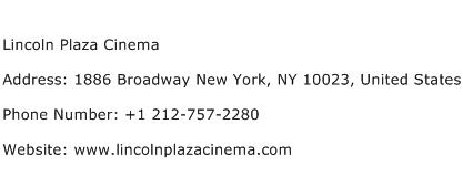 Lincoln Plaza Cinema Address Contact Number