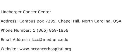 Lineberger Cancer Center Address Contact Number