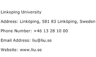 Linkoping University Address Contact Number