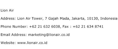 Lion Air Address Contact Number