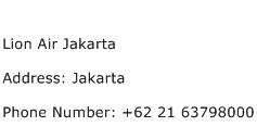 Lion Air Jakarta Address Contact Number
