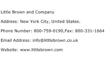 Little Brown and Company Address Contact Number