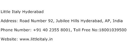Little Italy Hyderabad Address Contact Number