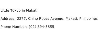 Little Tokyo in Makati Address Contact Number