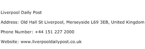 Liverpool Daily Post Address Contact Number