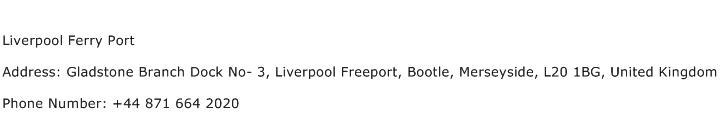 Liverpool Ferry Port Address Contact Number