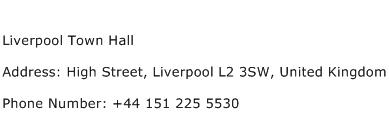 Liverpool Town Hall Address Contact Number