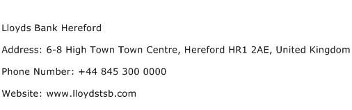 Lloyds Bank Hereford Address Contact Number