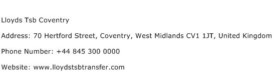 Lloyds Tsb Coventry Address Contact Number