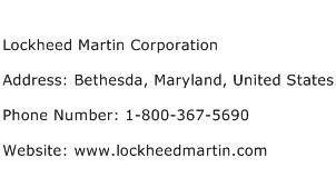 Lockheed Martin Corporation Address Contact Number