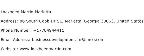 Lockheed Martin Marietta Address Contact Number