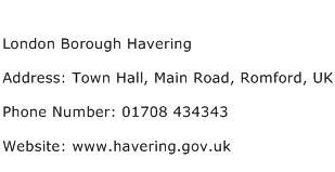 London Borough Havering Address Contact Number