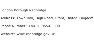 London Borough Redbridge Address Contact Number