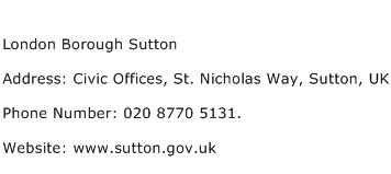 London Borough Sutton Address Contact Number