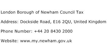 London Borough of Newham Council Tax Address Contact Number