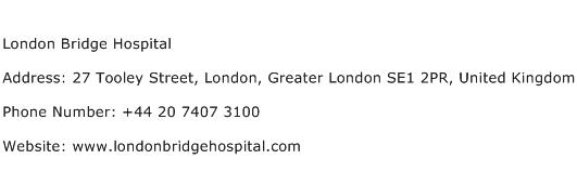 London Bridge Hospital Address Contact Number