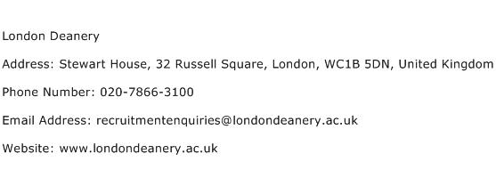 London Deanery Address Contact Number