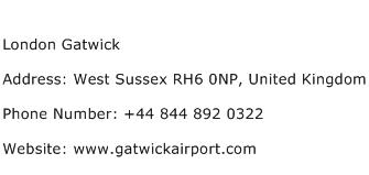 London Gatwick Address Contact Number