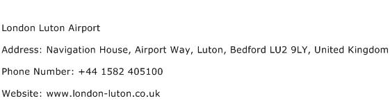 London Luton Airport Address Contact Number
