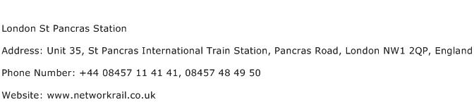 London St Pancras Station Address Contact Number