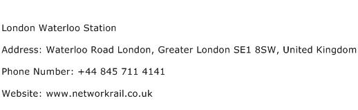 London Waterloo Station Address Contact Number