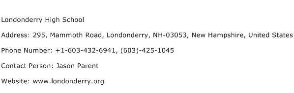 Londonderry High School Address Contact Number