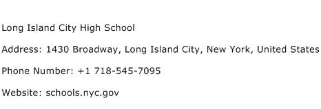 Long Island City High School Address Contact Number