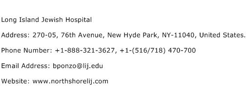 Long Island Jewish Hospital Address Contact Number