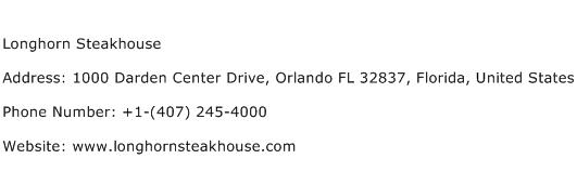 Longhorn Steakhouse Address Contact Number
