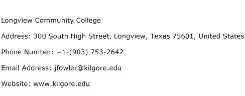 Longview Community College Address Contact Number