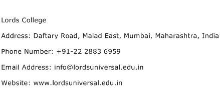 Lords College Address Contact Number
