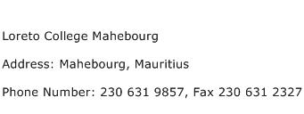 Loreto College Mahebourg Address Contact Number