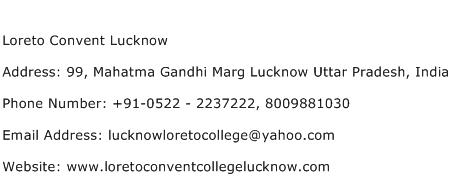 Loreto Convent Lucknow Address Contact Number