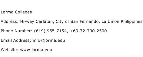 Lorma Colleges Address Contact Number