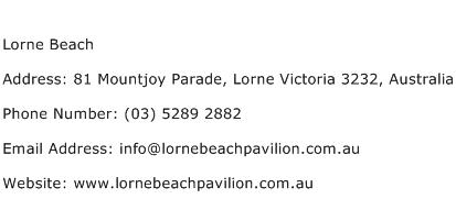 Lorne Beach Address Contact Number