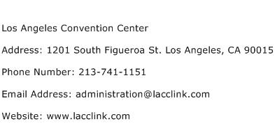 Los Angeles Convention Center Address Contact Number