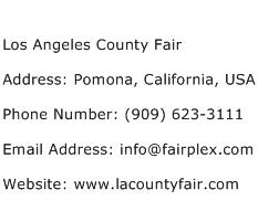 Los Angeles County Fair Address Contact Number